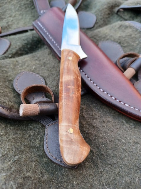 Roe Catcher Thor pattern Damasteel, stabilised Maple