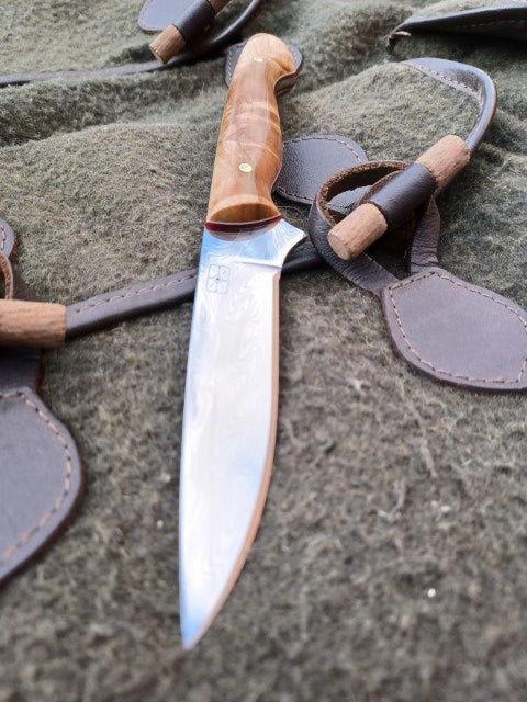Roe Catcher Thor pattern Damasteel, stabilised Maple