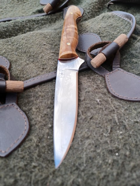 Roe Catcher Thor pattern Damasteel, stabilised Maple