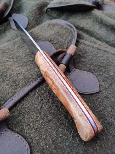 Roe Catcher Thor pattern Damasteel, stabilised Maple