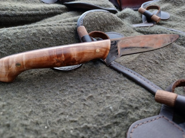 Roe Catcher Thor pattern Damasteel, stabilised Maple