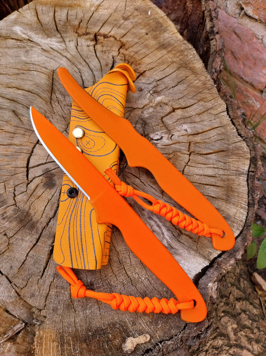Naked Roe Catcher and Zipper Catcher Combo (Cerakoted) Orange Kydex sheath