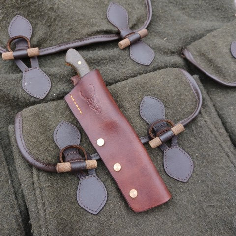 Muntjac Catcher Green canvas micarta orange kirinite