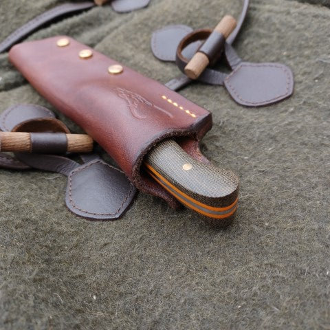 Muntjac Catcher Green canvas micarta orange kirinite