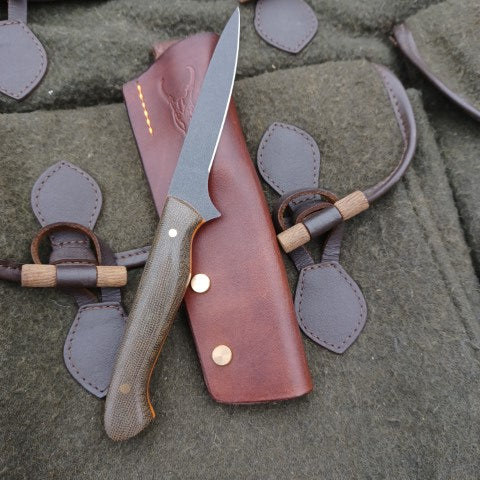 Muntjac Catcher Green canvas micarta orange kirinite