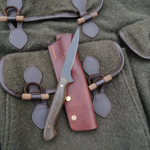 Muntjac Catcher Green canvas micarta orange kirinite