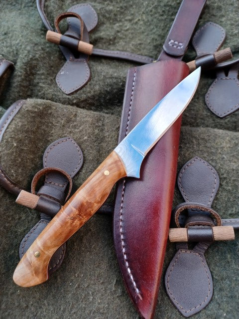 Roe Catcher Thor pattern Damasteel,  stabilised Maple