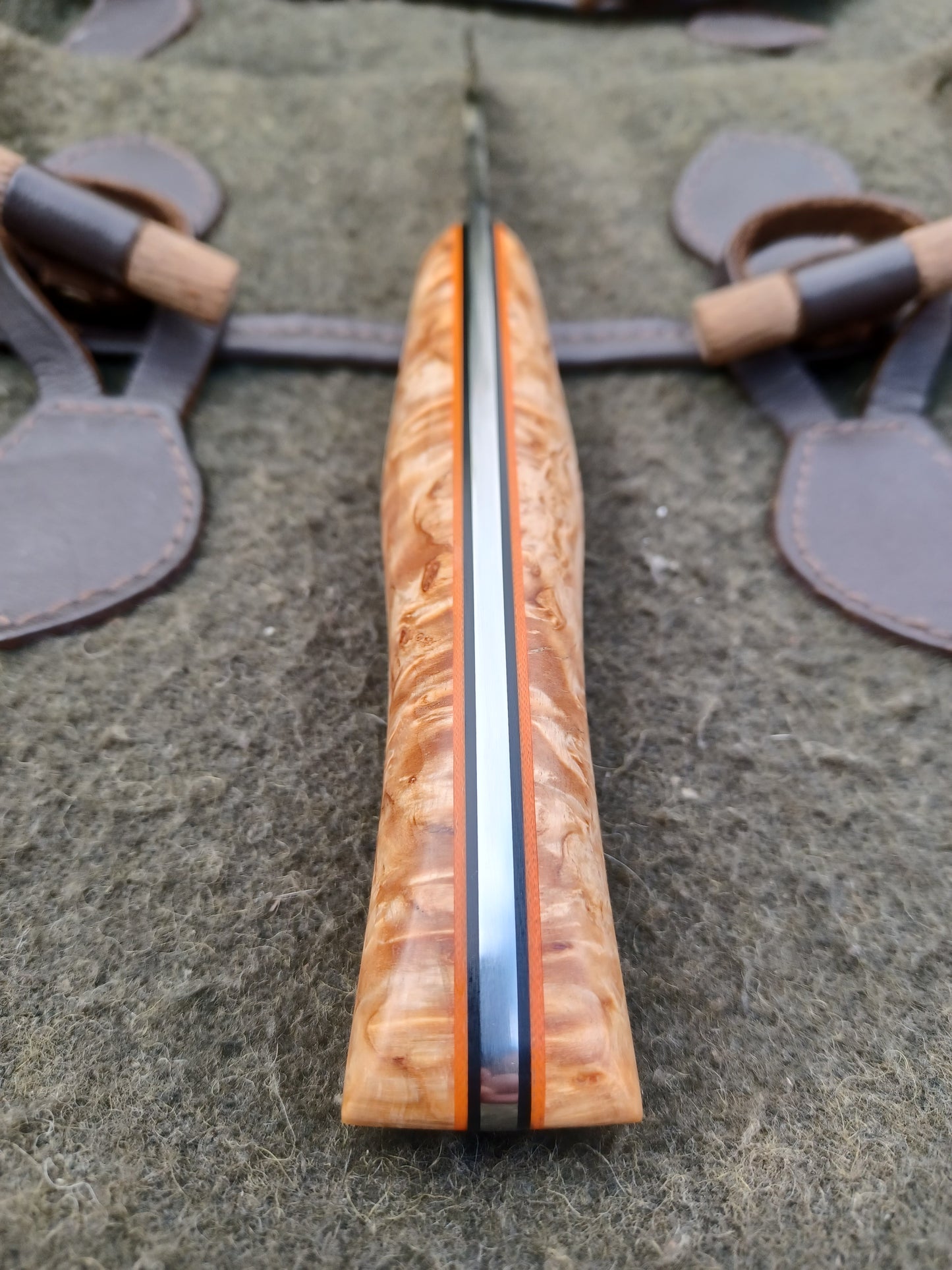 Roe Stalker knife  Thor Damasteel,  Stabilised Masur birch