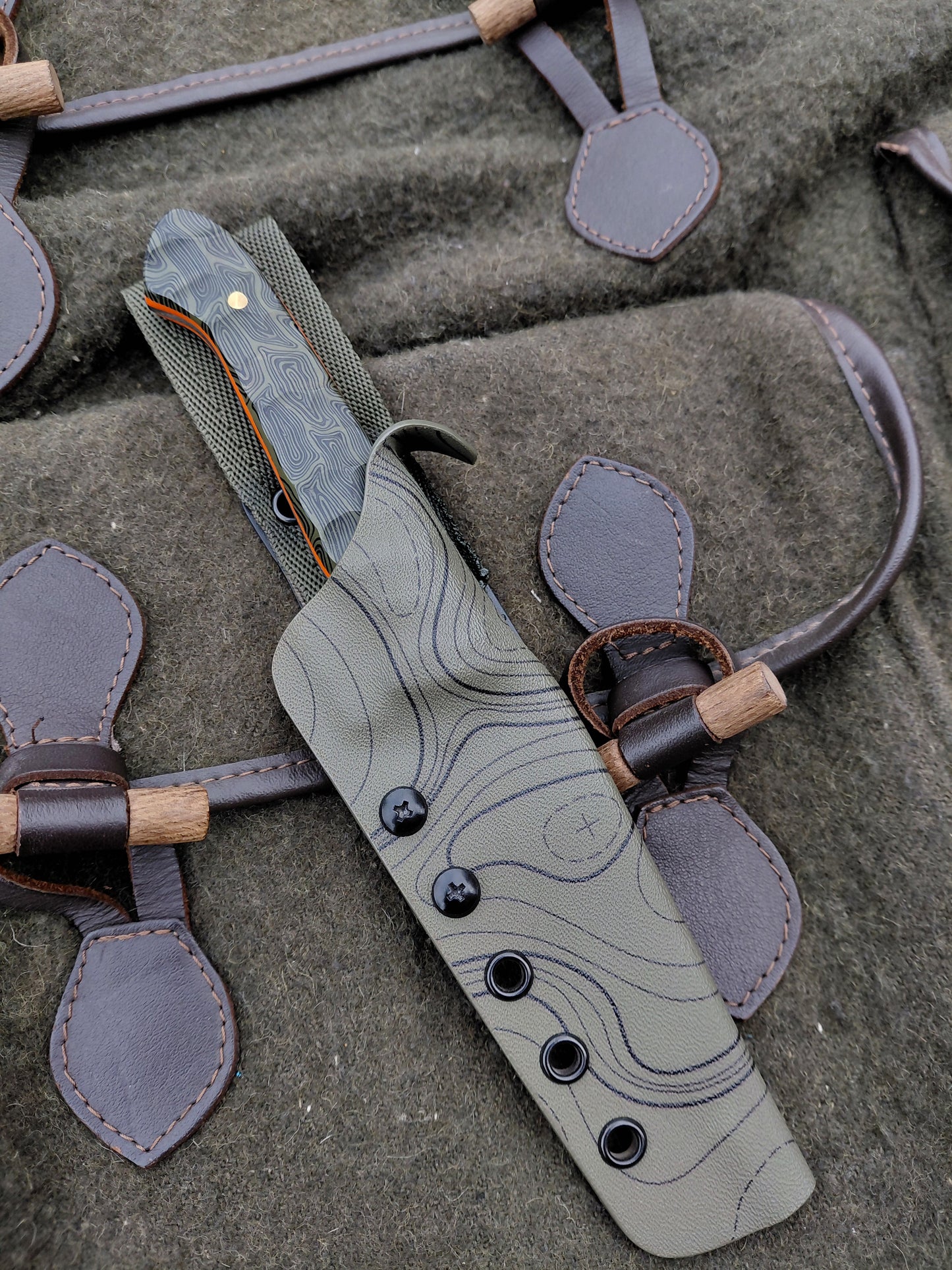 Muntjac Catcher Green Damascus