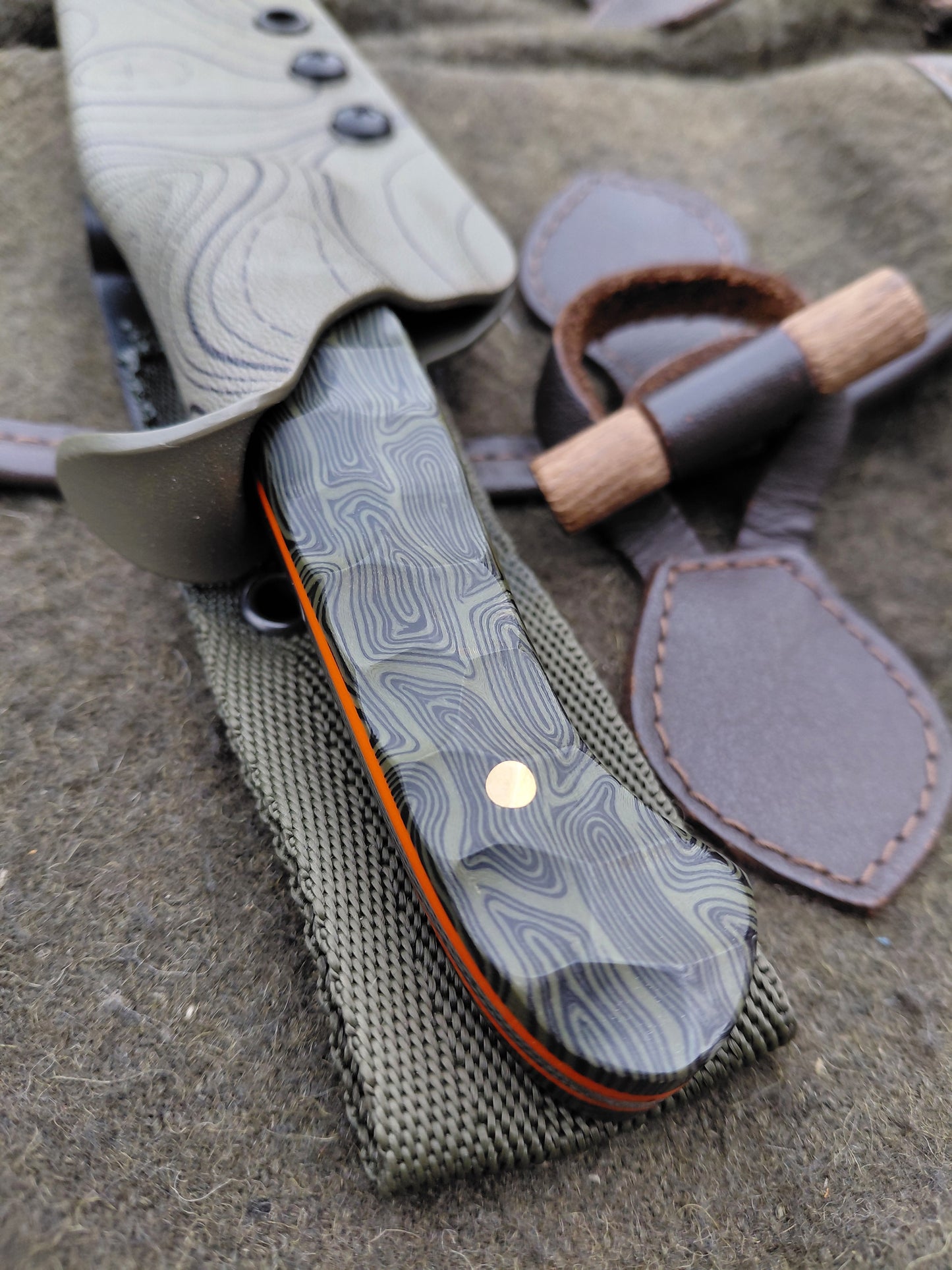 Muntjac Catcher Green Damascus