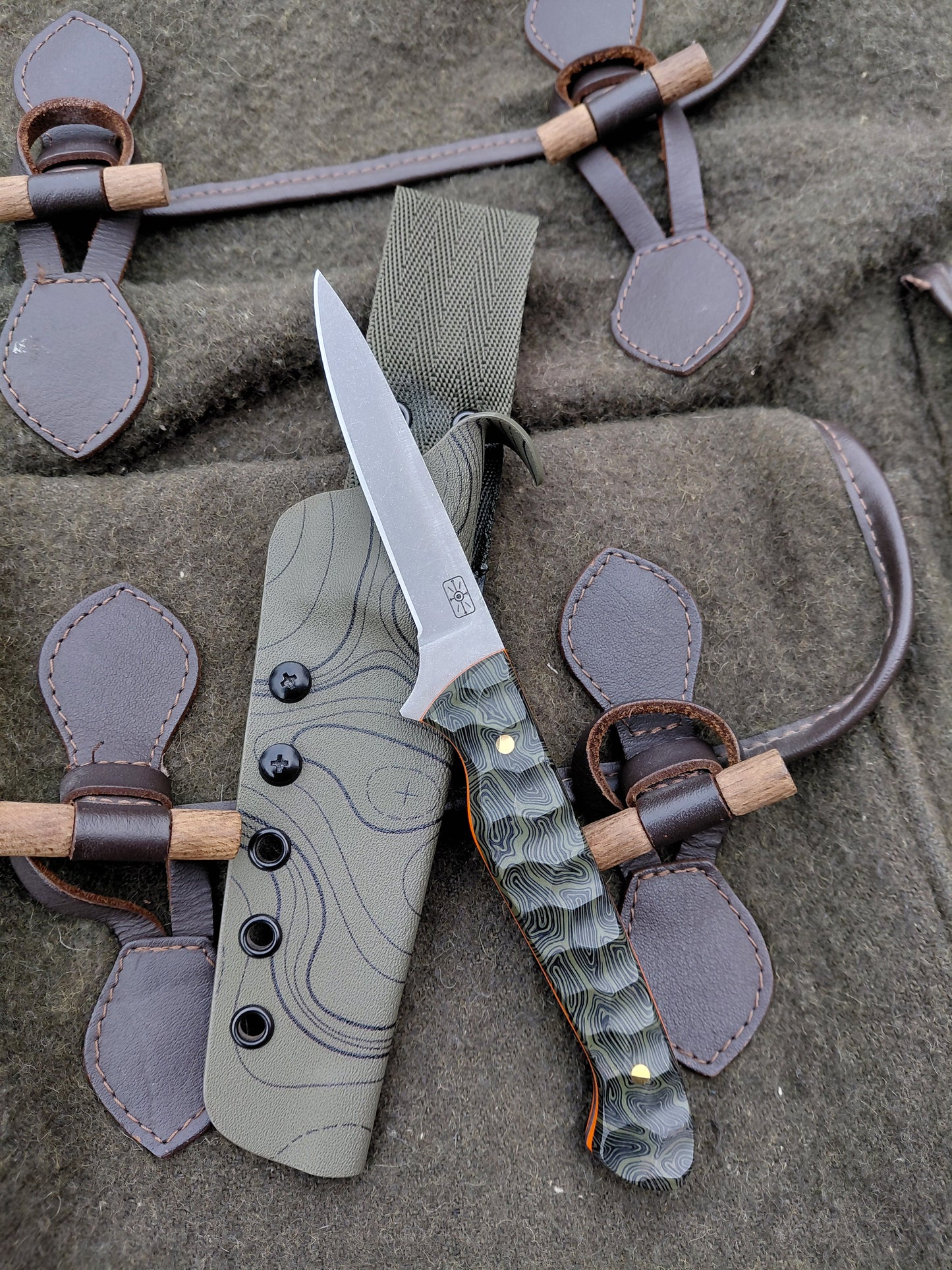 Muntjac Catcher Green Damascus