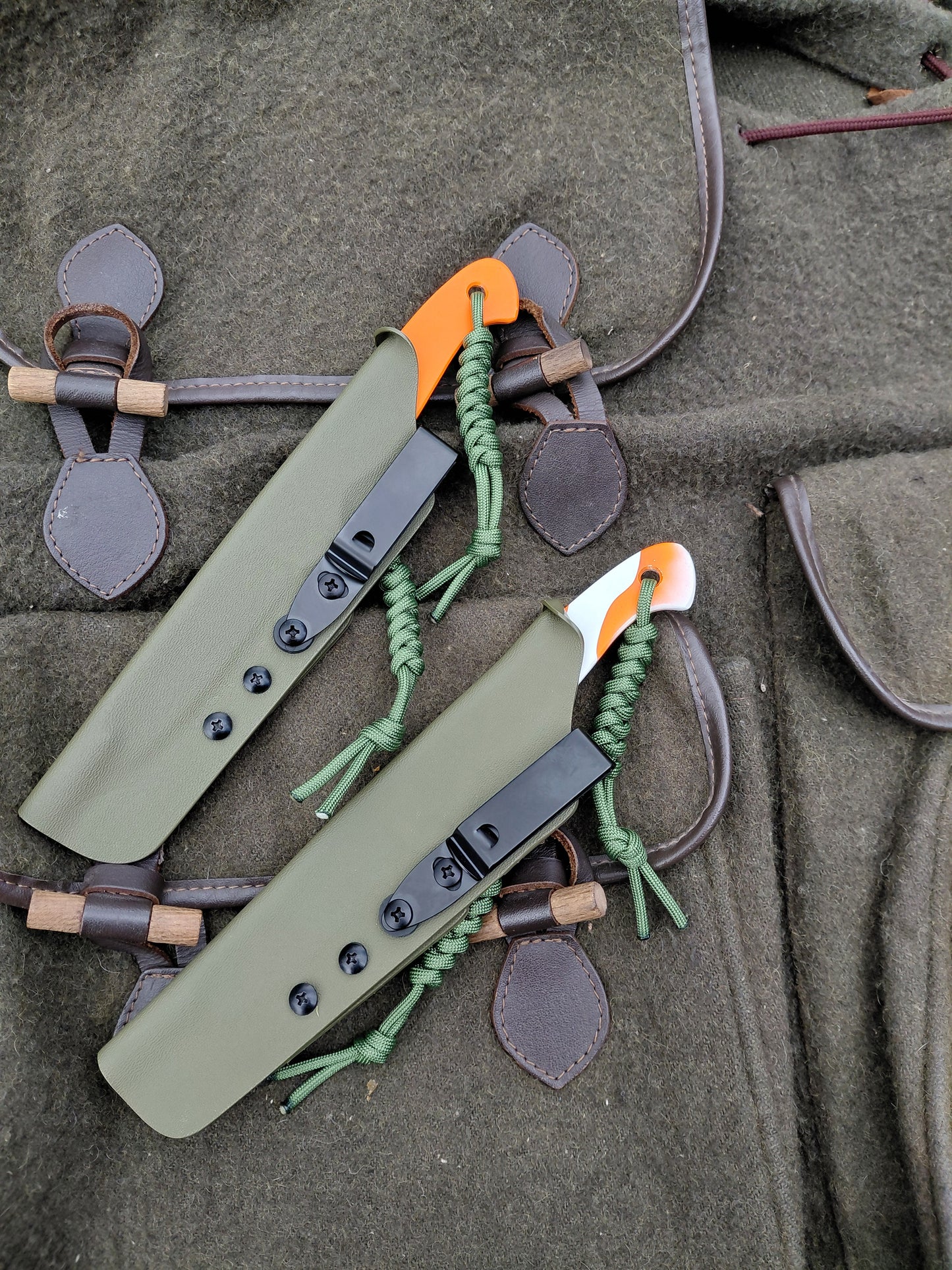 Naked Roe Catcher/Coney Kit Zipper Combo (Cerakoted) Green Kydex sheath
