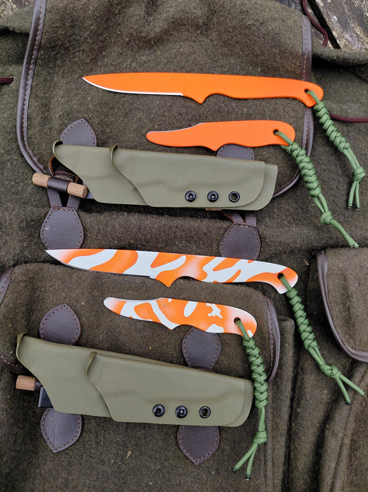 Naked Roe Catcher/Coney Kit Zipper Combo (Cerakoted) Green Kydex sheath