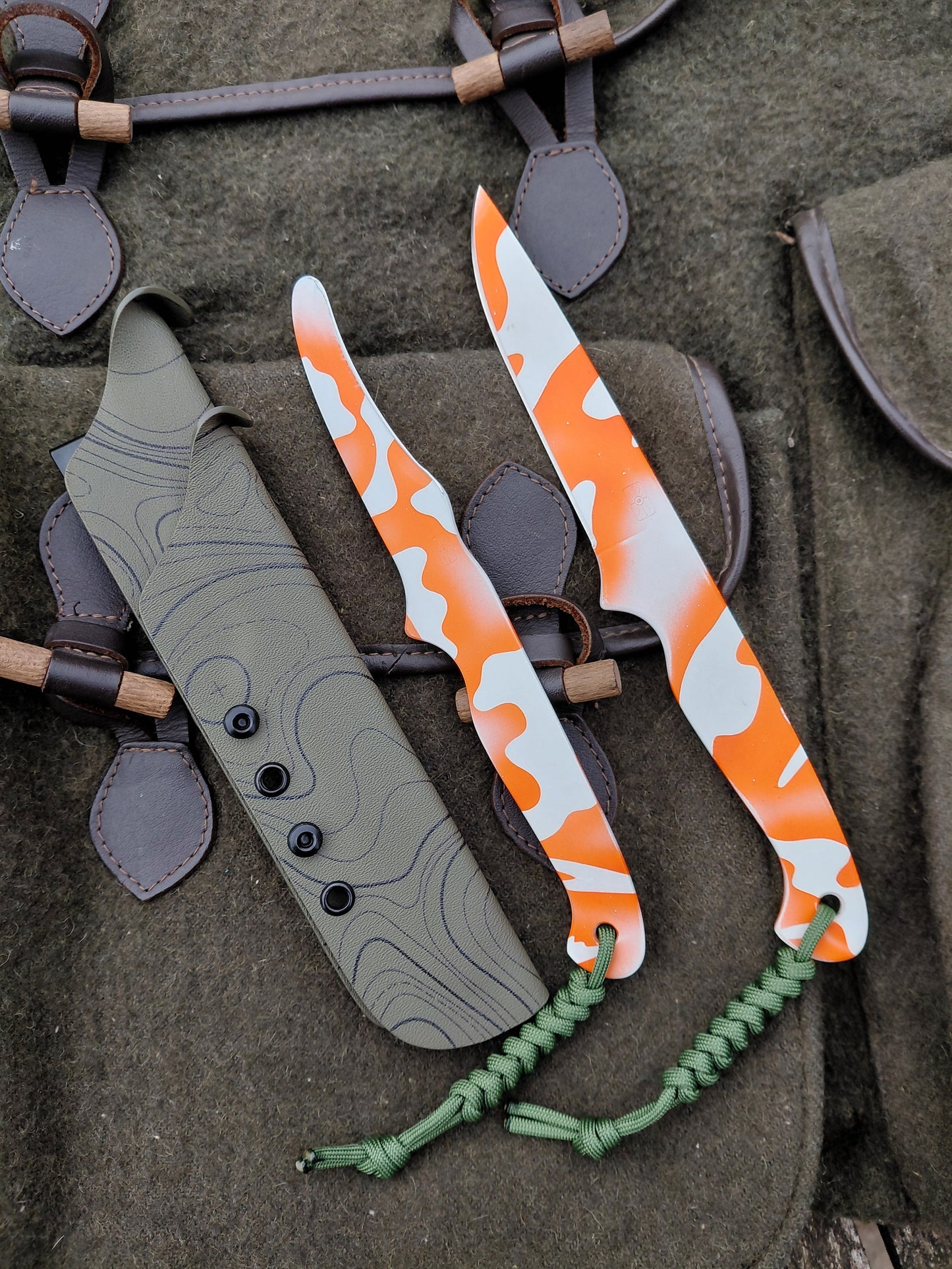 Naked Fallow Catcher and Zipper Catcher Combo (Cerakoted) Green Kydex sheath (Copy)